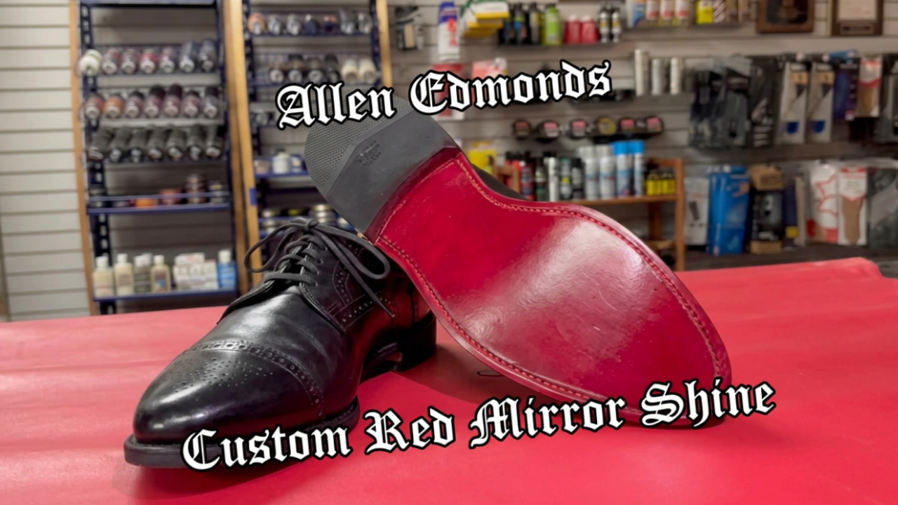 Allen Edmonds custom red mirror shine