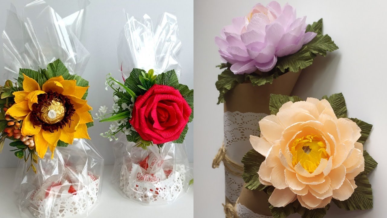 DIY crepe paper flowers for handmade gifts