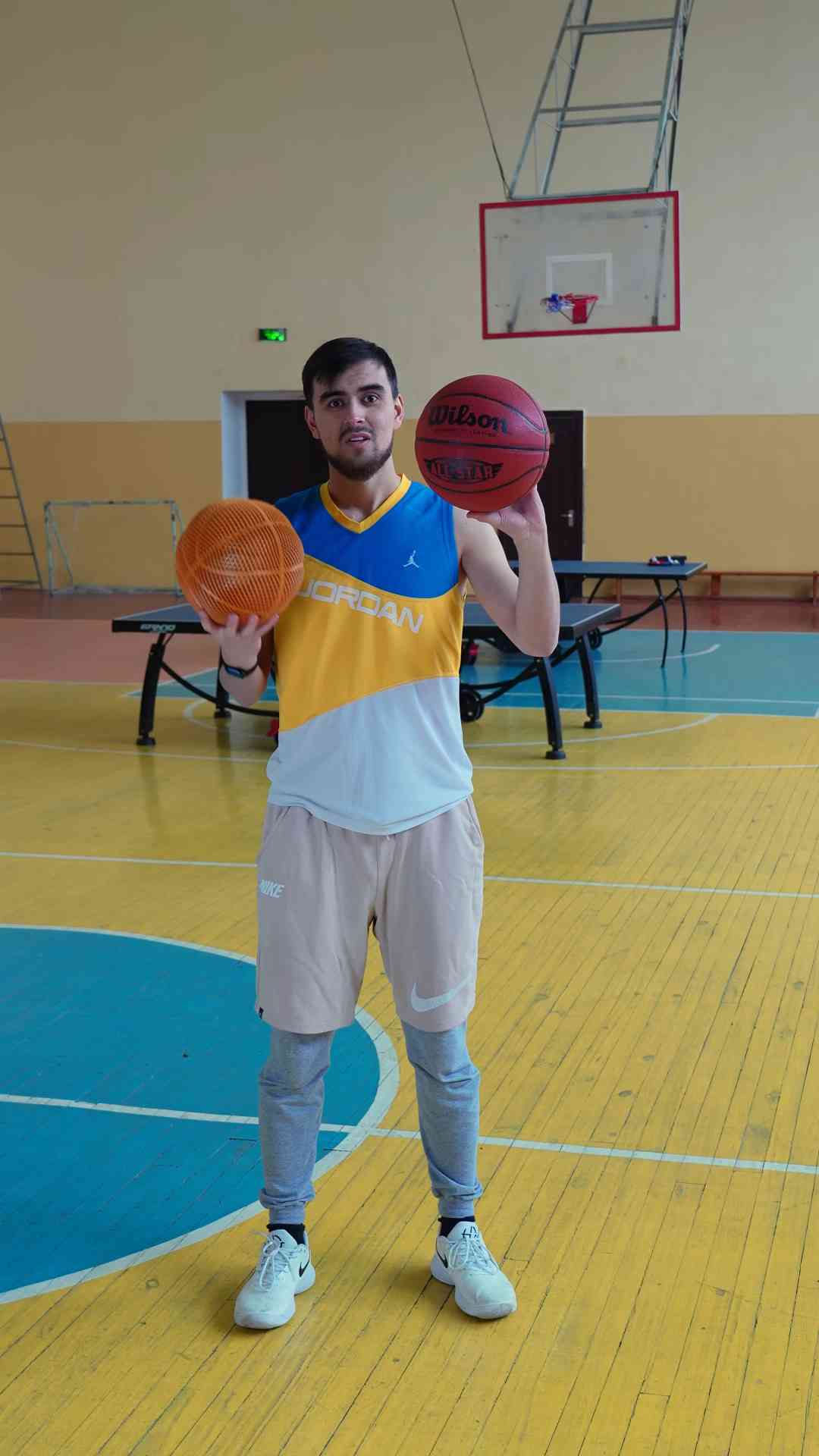 3D printed basketball compared to a real basketball