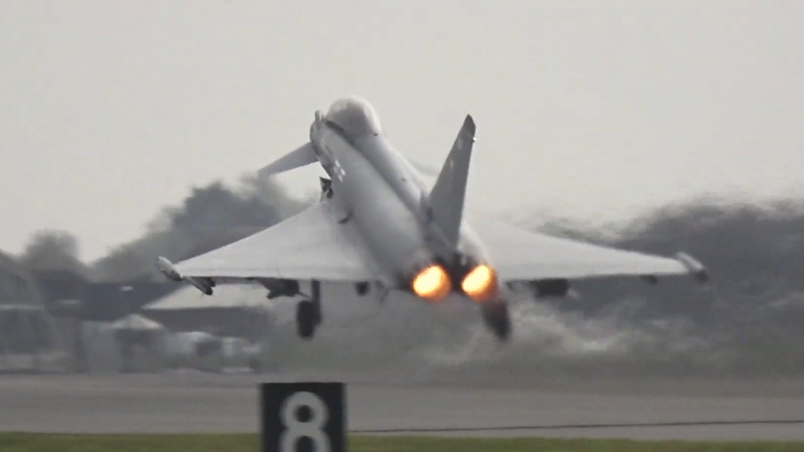 Watch RAF Typhoons ignite the afterburners - seconds later they're gone
