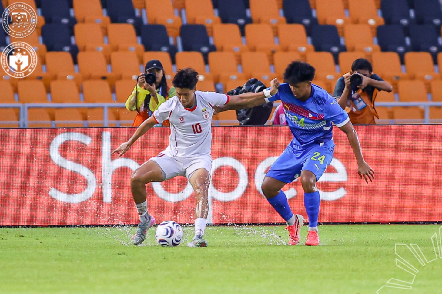 Suasana pertandingan antara Filipina Vs Myanmar dalam laga perdana Grup B ASEAN Championship 2026, di New Clark City Athletics Stadium, Selasa (28/7/2026).