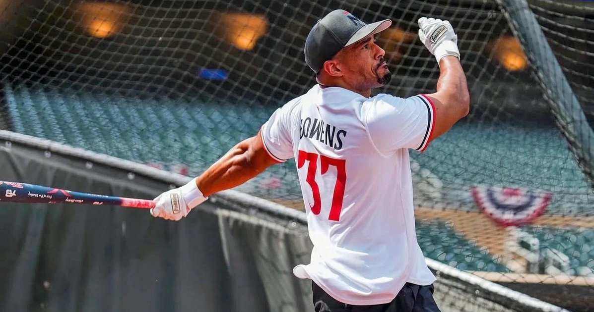 Gay wrestler Anthony Bowens shows his power with batting practice home runs at MLB parks