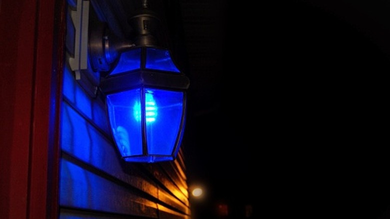 What does a blue porch light mean?