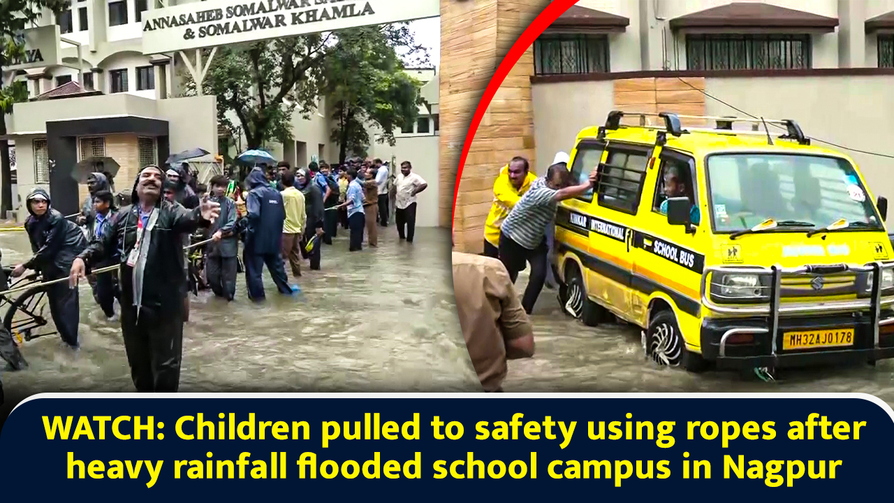 Watch: Children pulled to safety using ropes as heavy rains flood ...