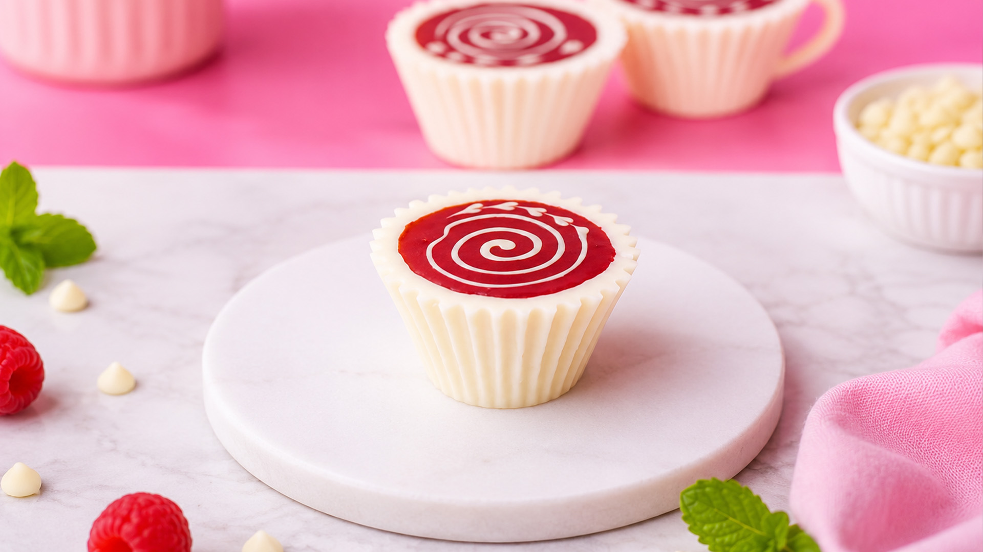 Chocolate filled cupcakes hidden inside tiny cups