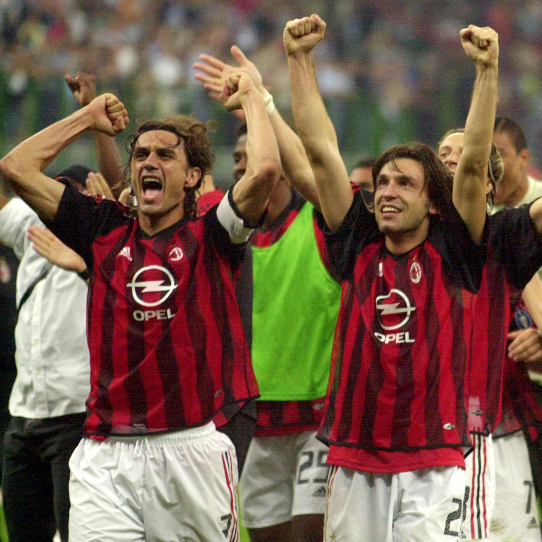 Paolo Maldini (left) and Andrea Pirlo were team-mates at AC Milan - Antonio Calanni/AP