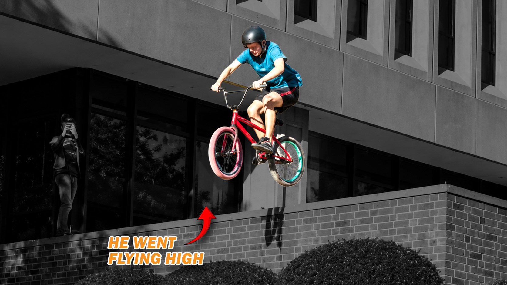 High bike jump moment in action