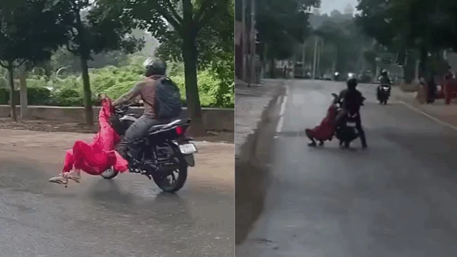Người phụ nữ bị kéo lê khi bám vào xe máy ở Ấn Độ gây phẫn nộ
