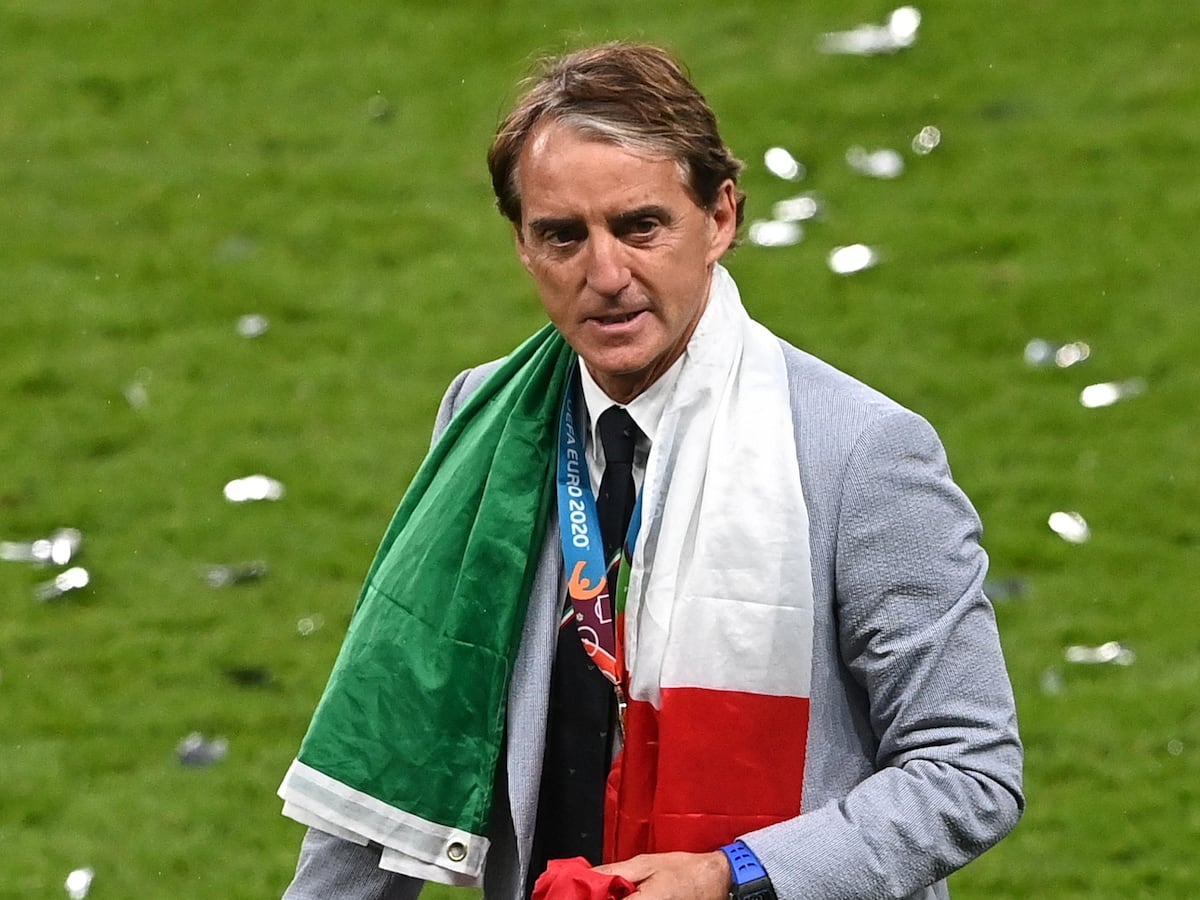 epa13137335 (FILE) - Head coach of Italy Roberto Mancini after the UEFA EURO 2020 final between Italy and England in London, Britain, 11 July 2021. Mancini has returned as the head coach of the Italian national team (Azzurri), he held between 2018-2023, leading the national team to win the European Championship in 2021. EPA/Facundo Arrizabalaga / POOL (RESTRICTIONS: For editorial news reporting purposes only. Images must appear as still images and must not emulate match action video footage. Photographs published in online publications shall have an interval of at least 20 seconds between the posting.) *** Local Caption *** 57038929
