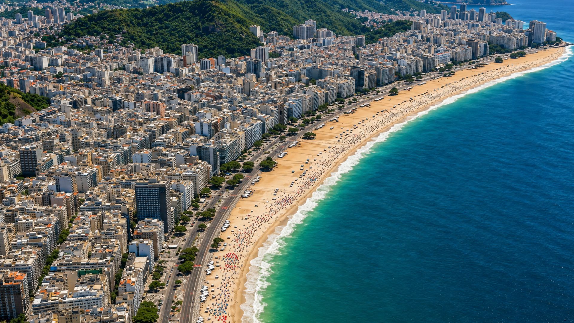 Rio de Janeiro’s Copacabana Beach aerial view