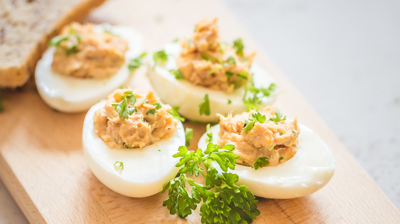 Switch Up Deviled Eggs With The Unique Addition Of Canned Tuna