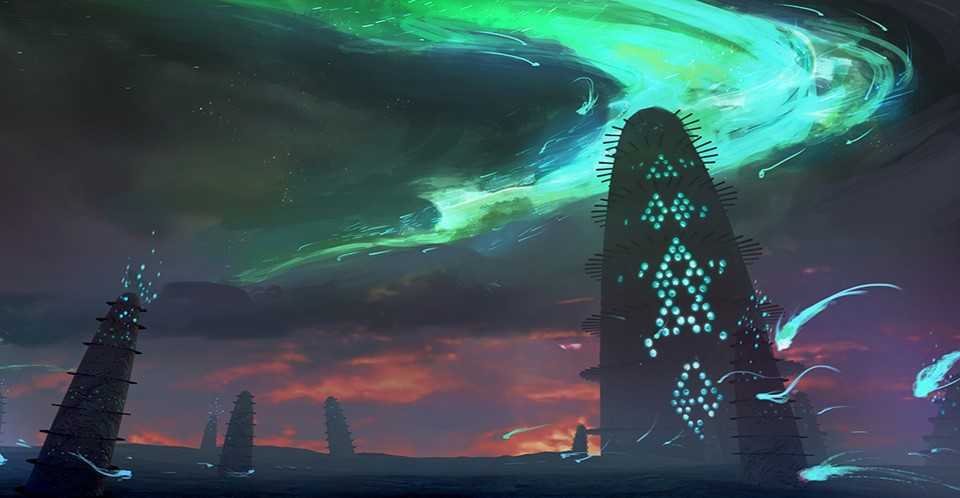 Magic Zhalfir set art by Bimpe Aliu