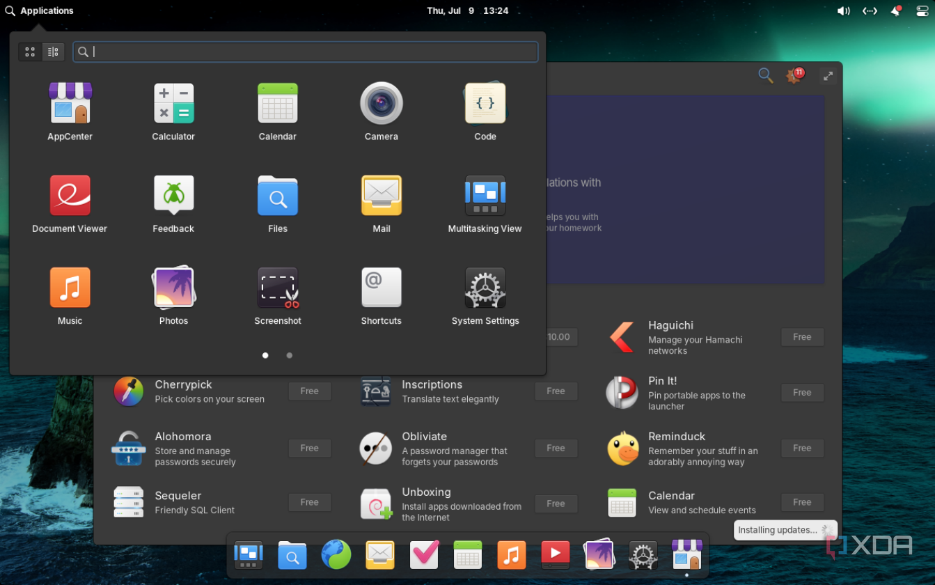shows Elementary OS running