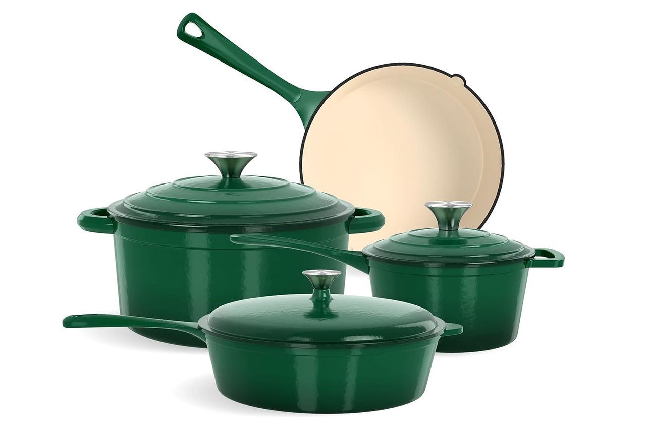 Kitchen Academy 7Pcs Enameled Cast Iron Cookware Set