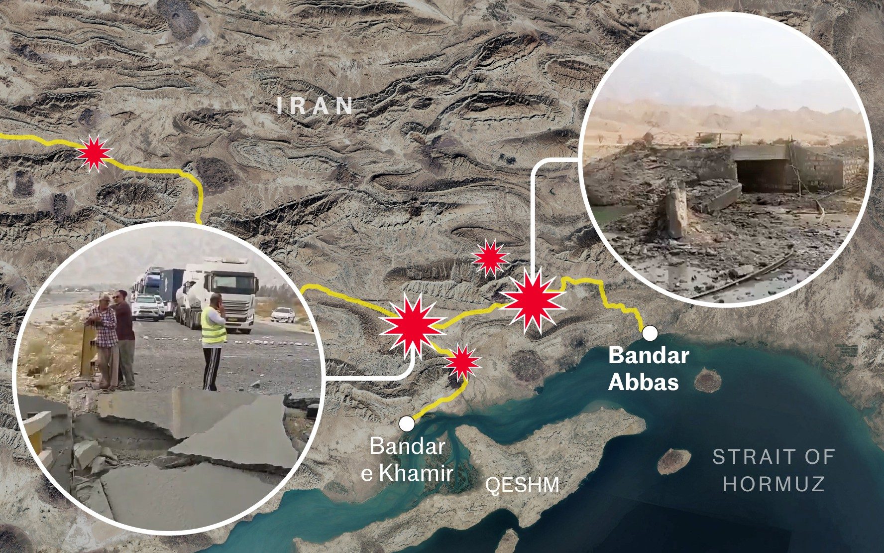 A series of US attacks have left the key city of Bandar Abbas cut off