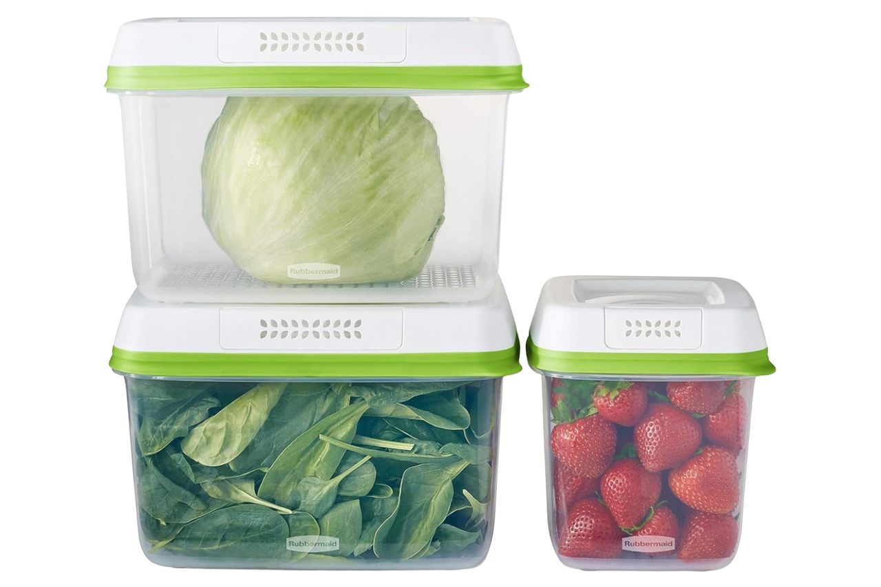 Rubbermaid FreshWorks Produce Saver, Medium and Large Storage Containers, 6 Piece Set