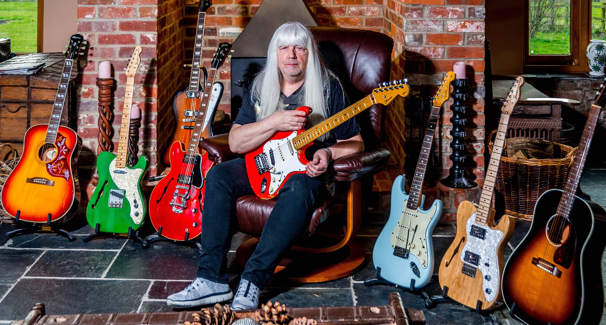 The Sweet's Andy Scott with his guitar collection
