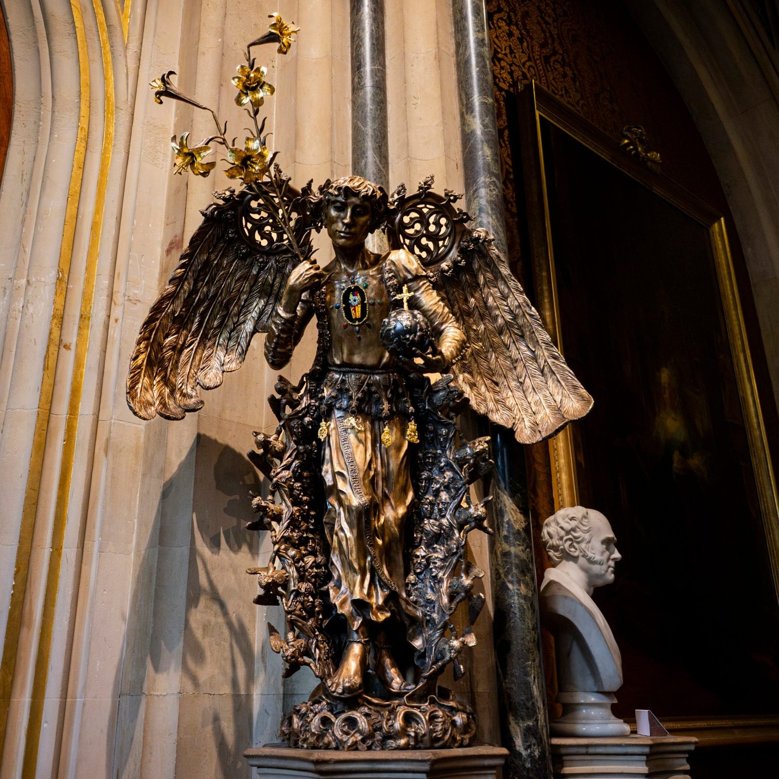 The angel holds its own among the Victorian busts of Lords who became prime minister