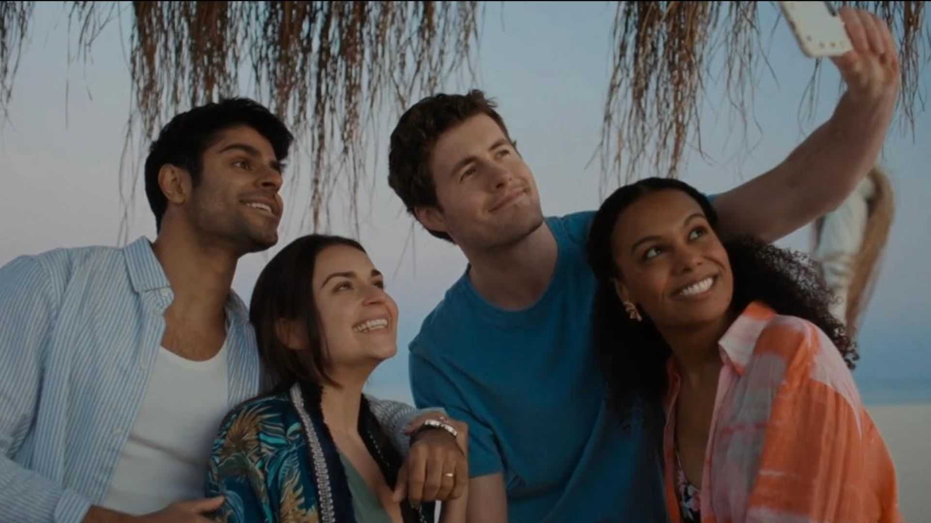 Emma Jake Sarah and Tom take a selfie in The Paradise Murders