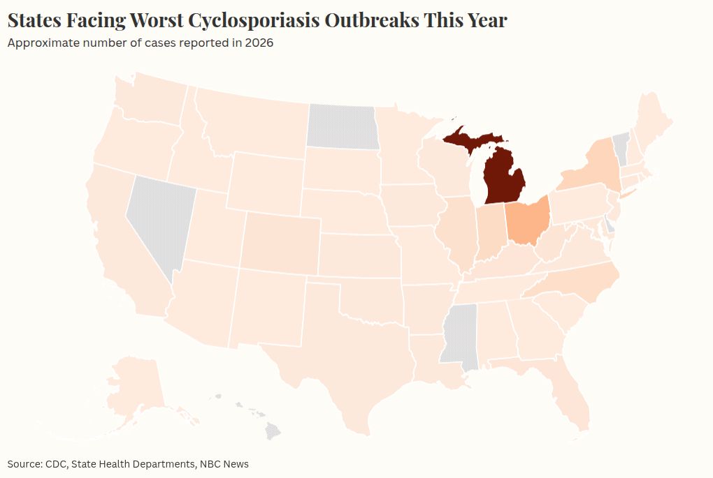 Map Shows Cyclosporiasis Hotspots, Taylor Farms Pulls Lettuce: ‘Do Not Eat’