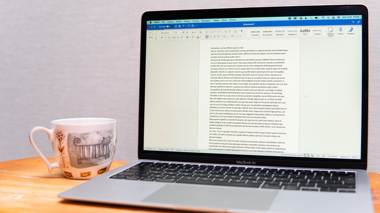 A document opened in Microsoft Word on a Mac
