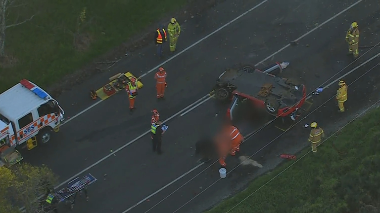 A Ferrari driver has died and his female passenger is fighting for life after the luxury sports car crashed into a tree and rolled in Victoria’s Gippsland region.