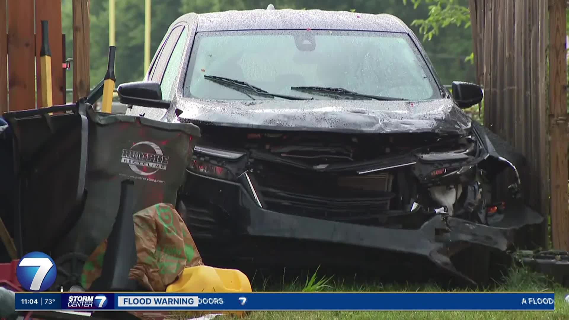 1 hospitalized after car slams into Vandalia home, causing major damage