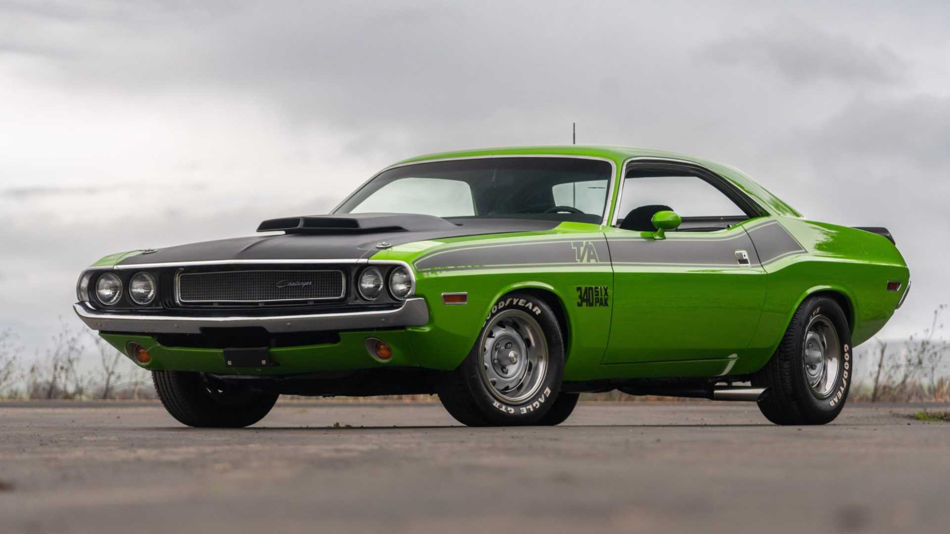 3/4 front view of 1970 Dodge Challenger T/A