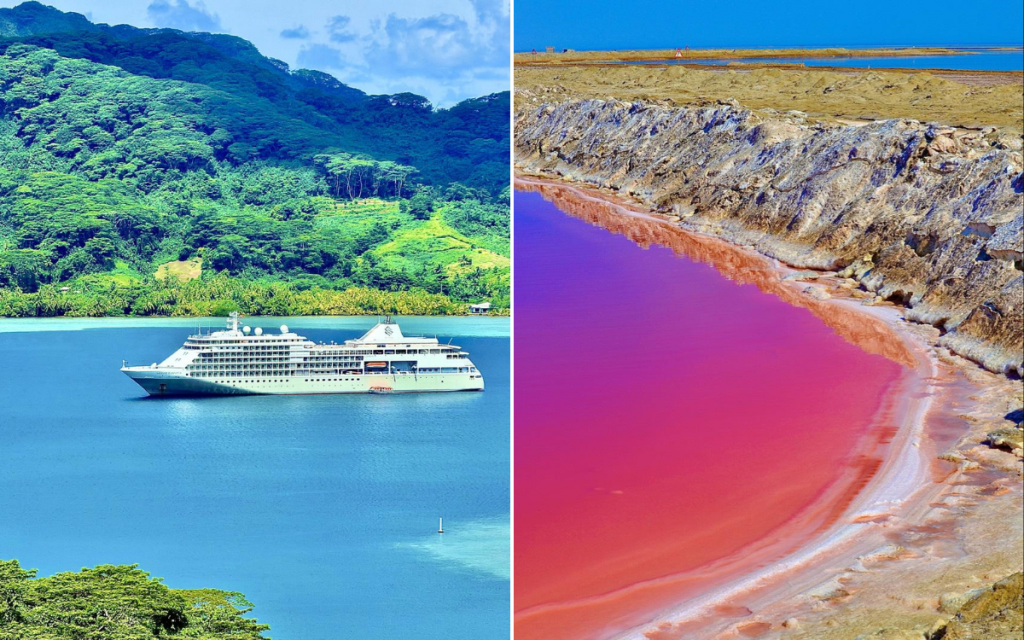 Silver Whisper in the Leeward Islands / The pink lakes of Namibia.