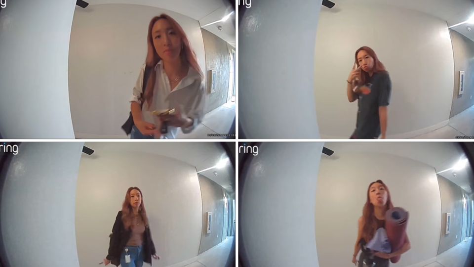 Ruby Lin purchased a video doorbell after her car was broken into and started playing around with surveillance selfies soon after. - Courtesy Ruby Lin