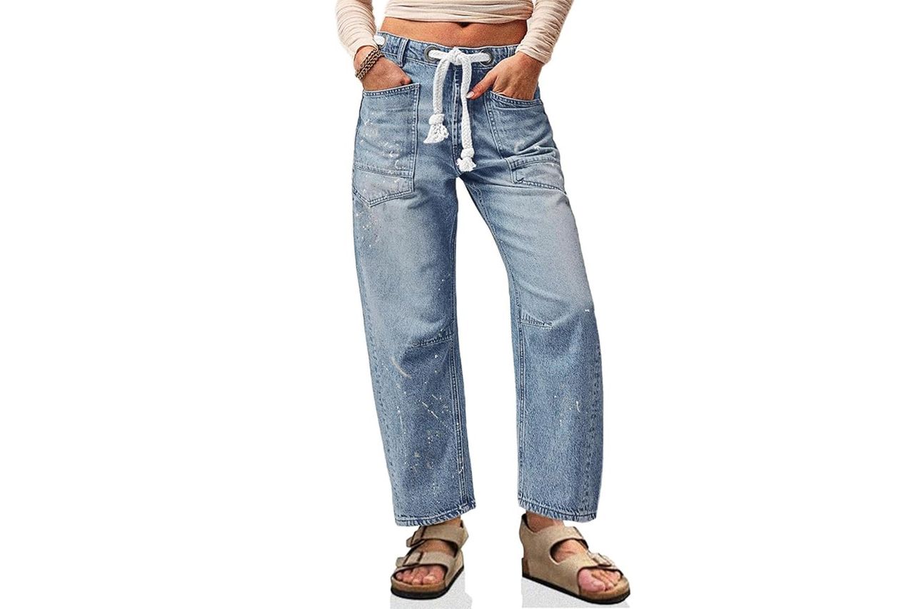 Cicy Bell Womens Baggy Barrel Horseshoe Jeans