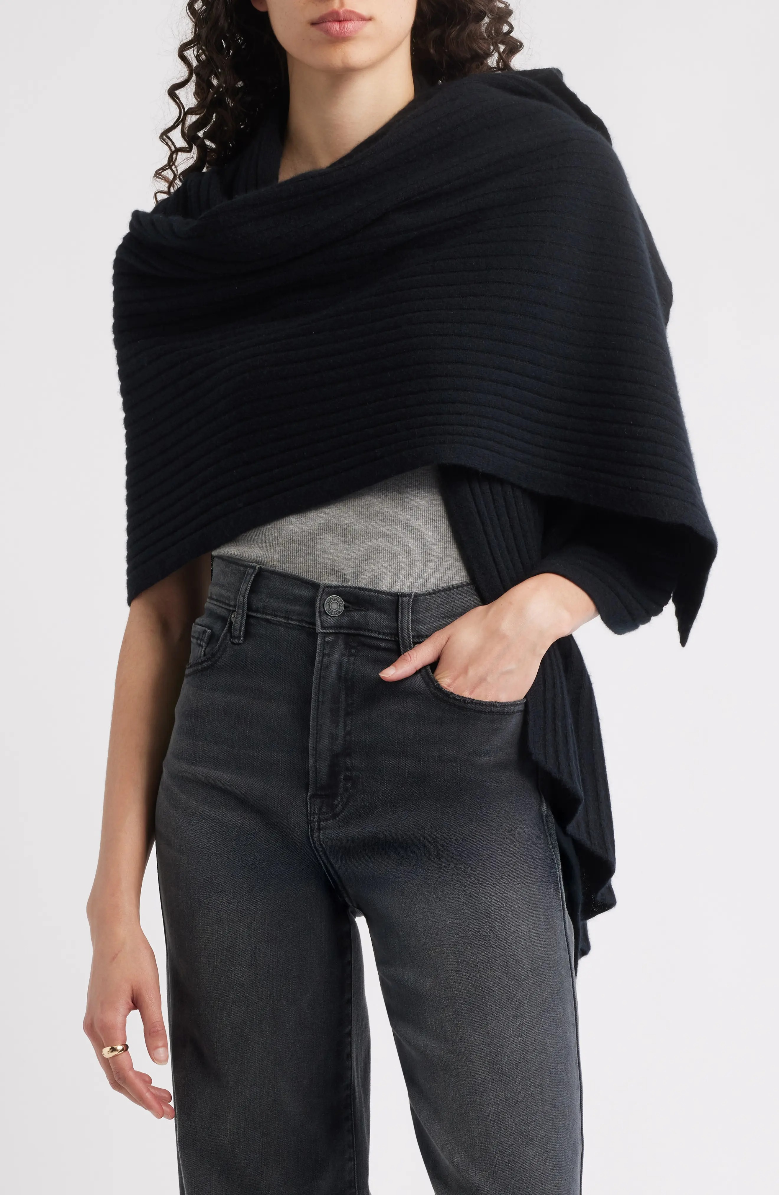 Nordstrom, Rib Cashmere Travel Wrap