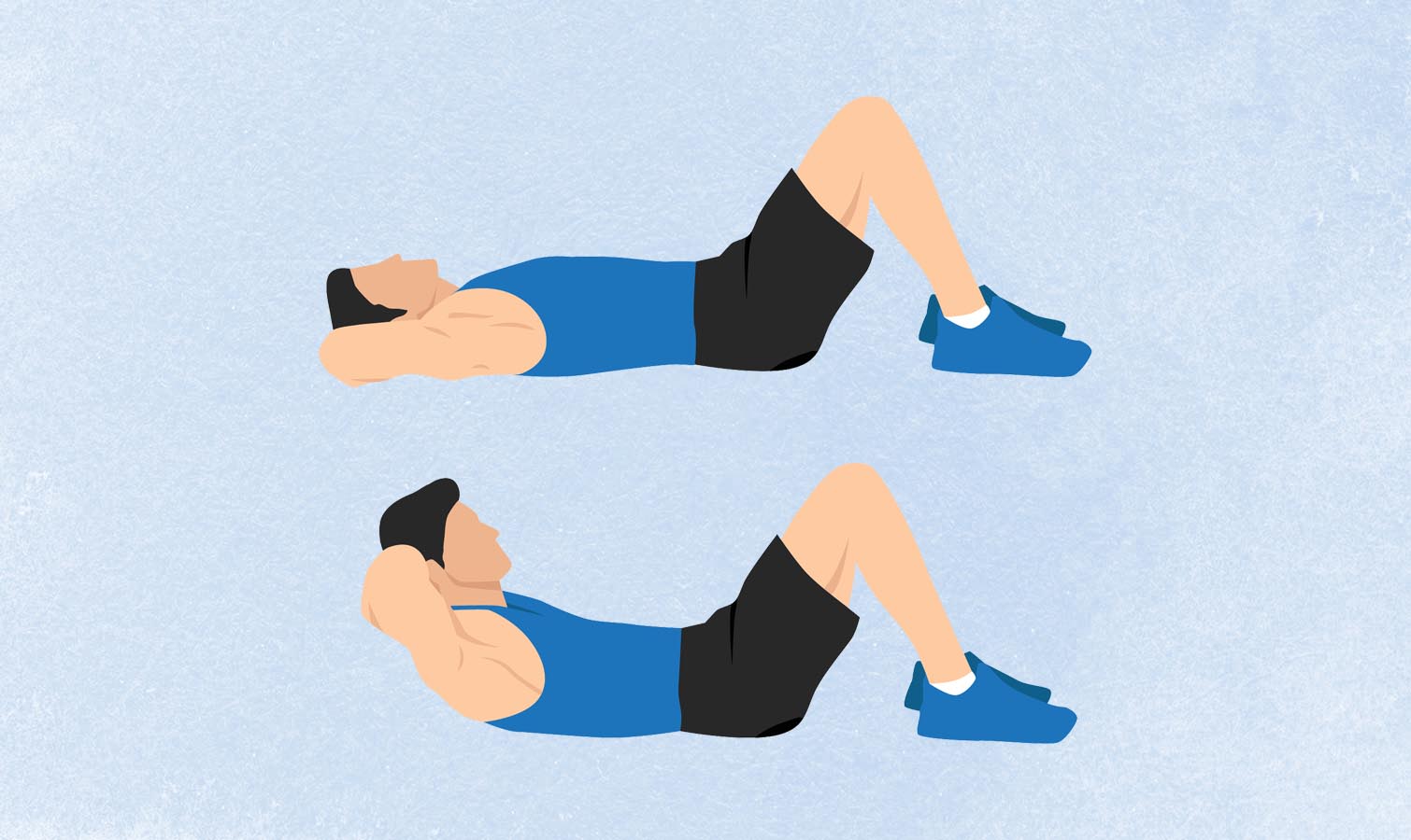 an illo of a man doing a crunch