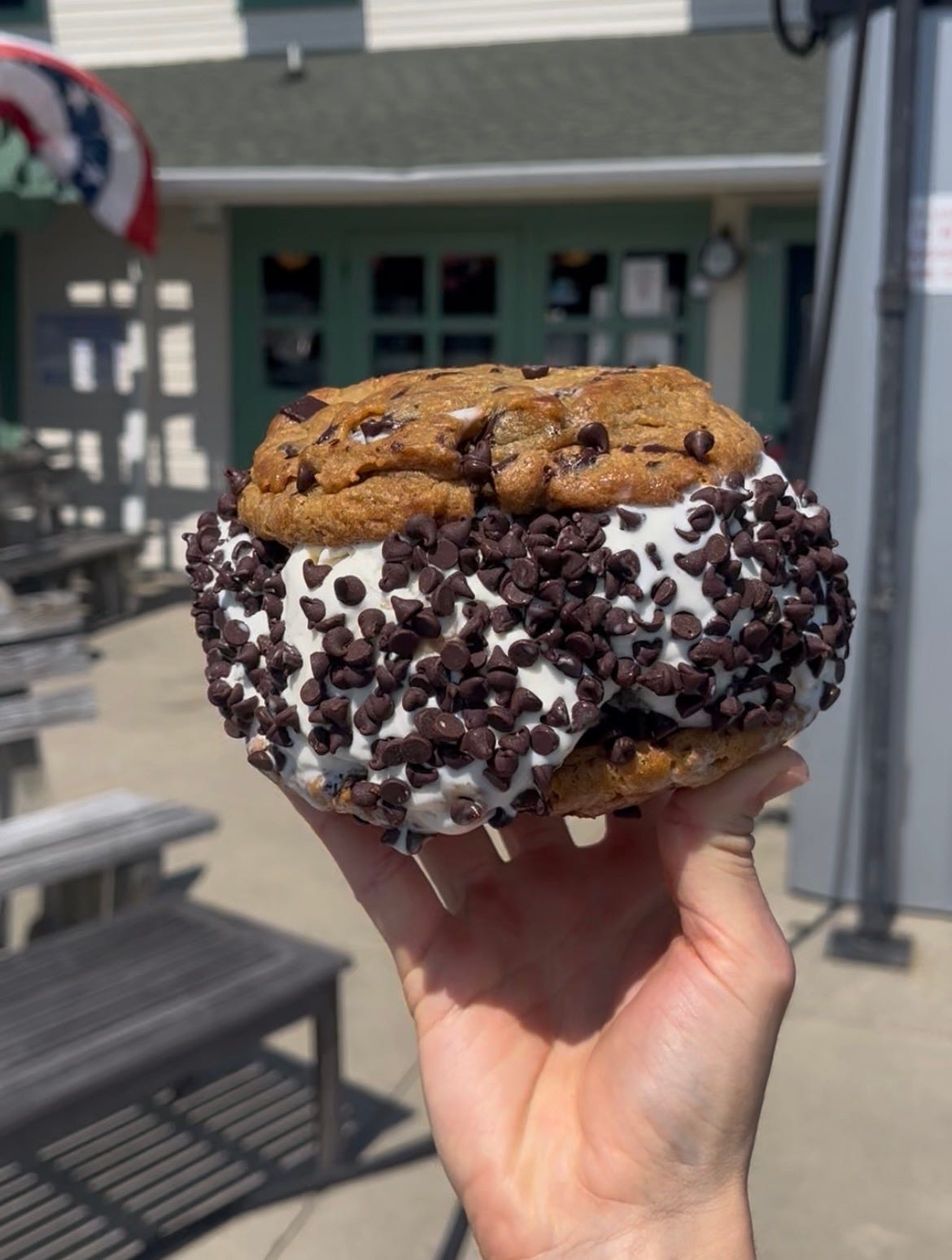 A Monster Cookie Ice Cream Sandwich from Main Lake Market in Lake Hopatcong, NJ.