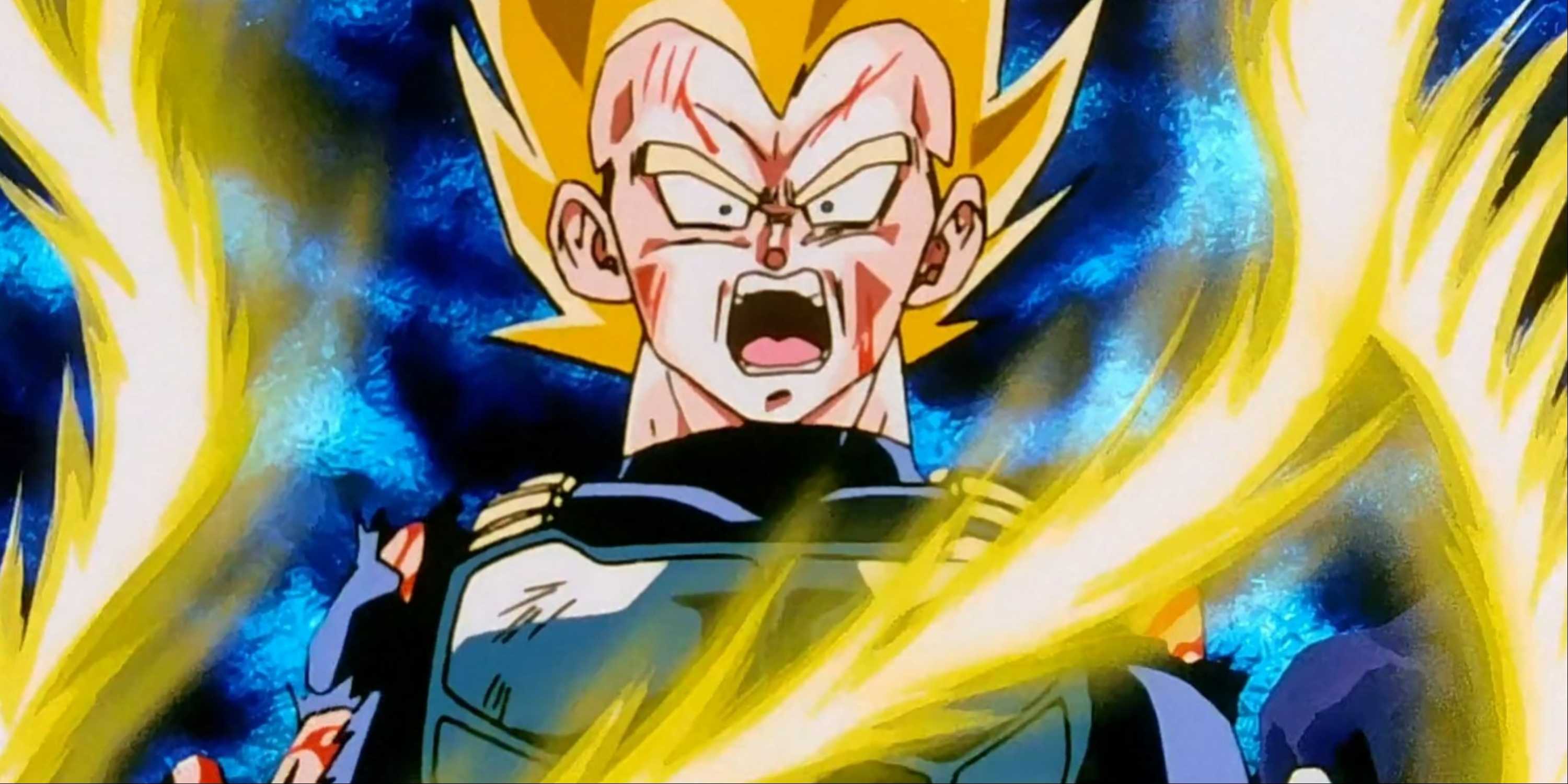 Vegeta's first Super Saiyan transformation in Dragon Ball Z.