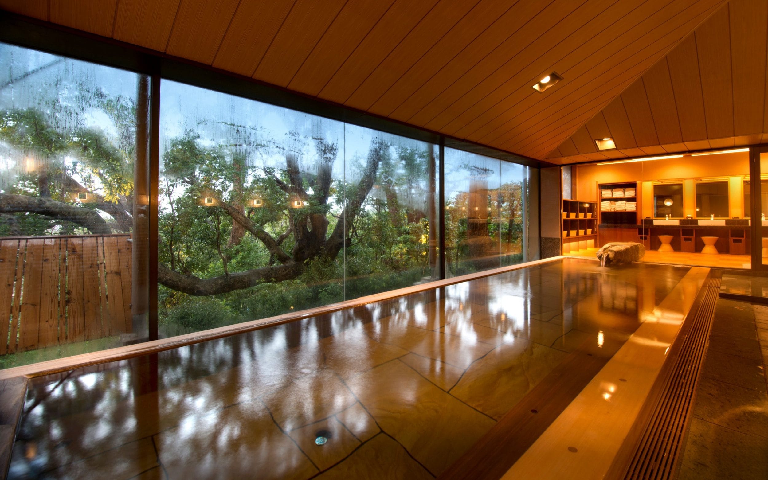 Traditional Japanese onsen are fed by water from natural thermal springs