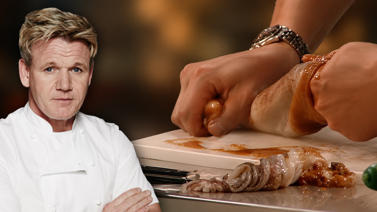 Red team wins Gordon Ramsay’s squid-cleaning challenge before dinner ...