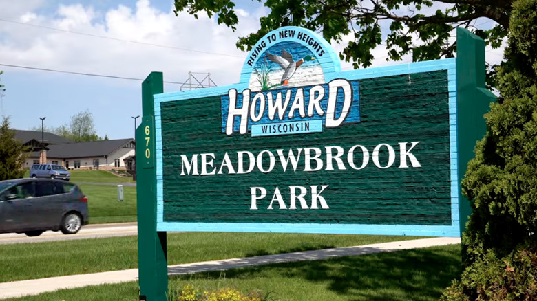A sign for Meadowbrook Park in Howard, Wisconsin