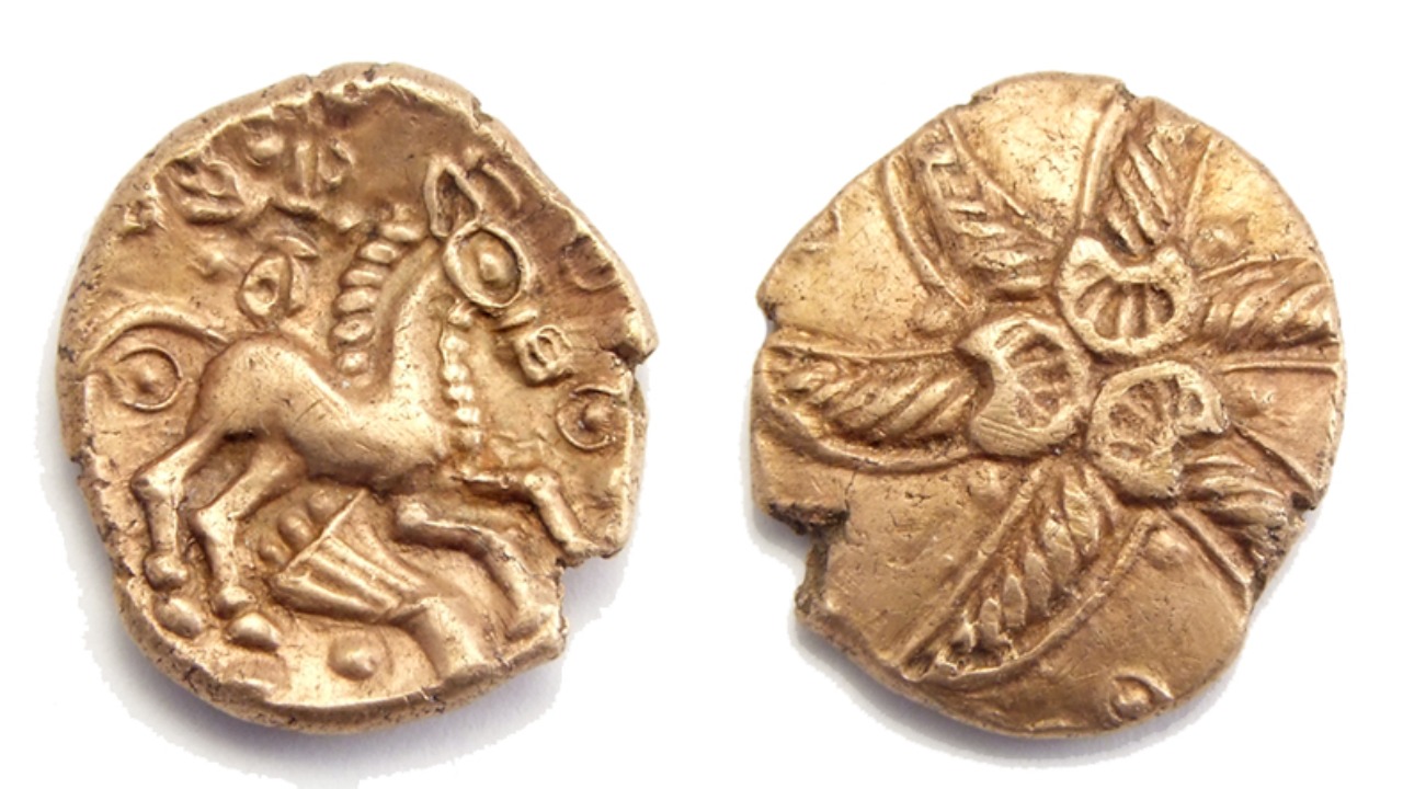 A Celtic gold coin plucked from an English field could sell for more than $5,000