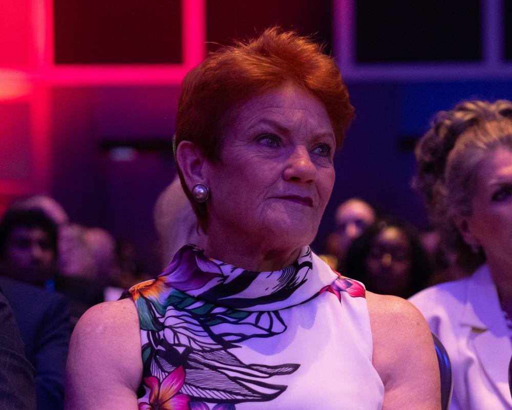 Pauline Hanson tells London CPAC crowd she is 'sick of hearing about white privilege' and 'fears for England'