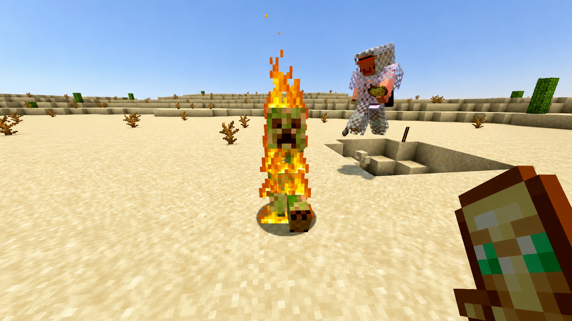 Learning creeper combat mechanics in Minecraft matches
