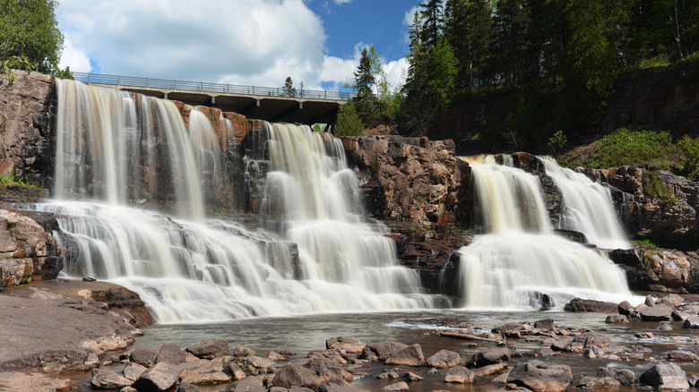 View of the falls at Gooseberry Falls State Park in Minnesota