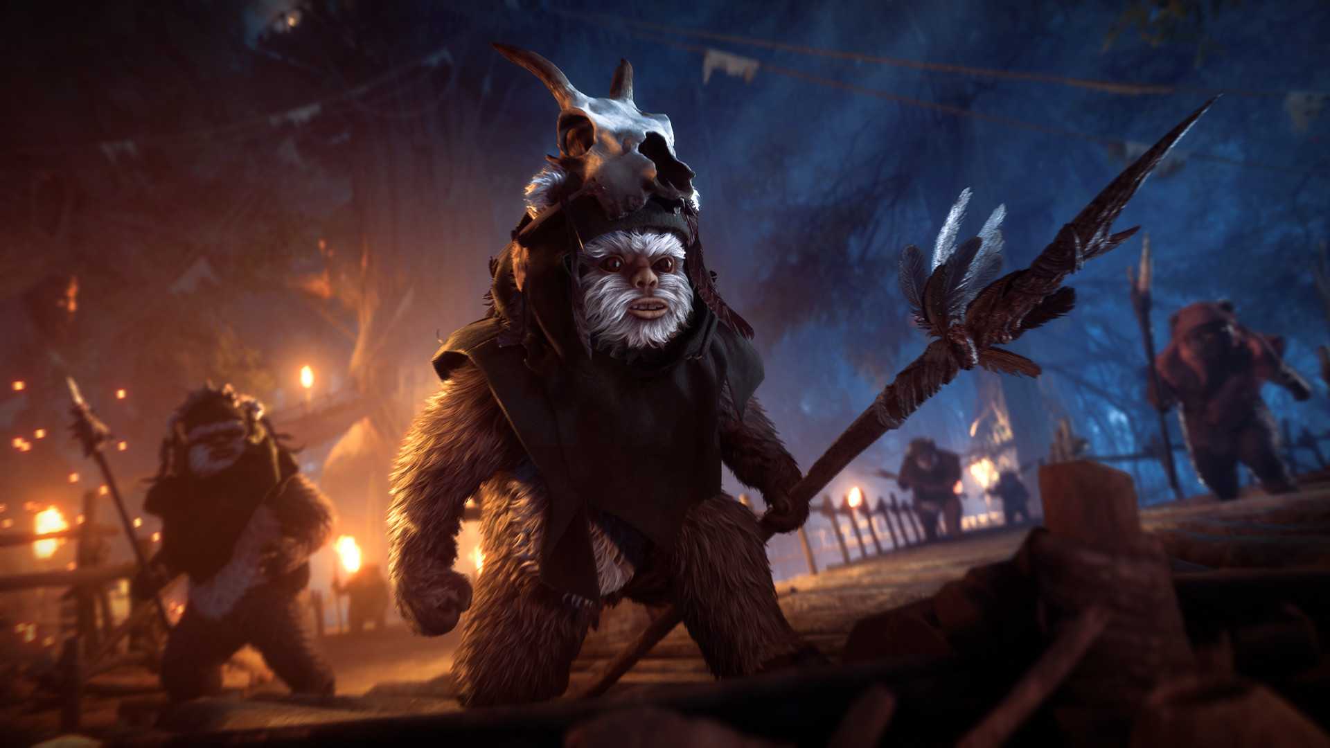 Wooks with weapons in Star Wars: Battlefront 2