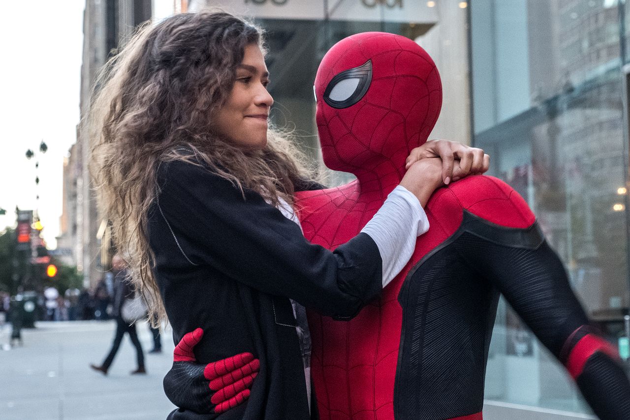 Zendaya as MJ and Tom Holland as Peter Parker/Spider-Man in 'Spider-Man: Far From Home'