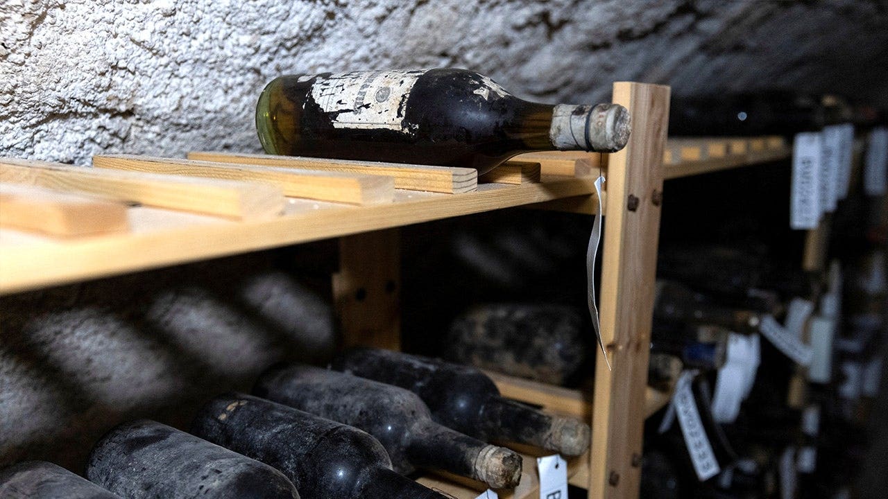 View of wine on rack in castle
