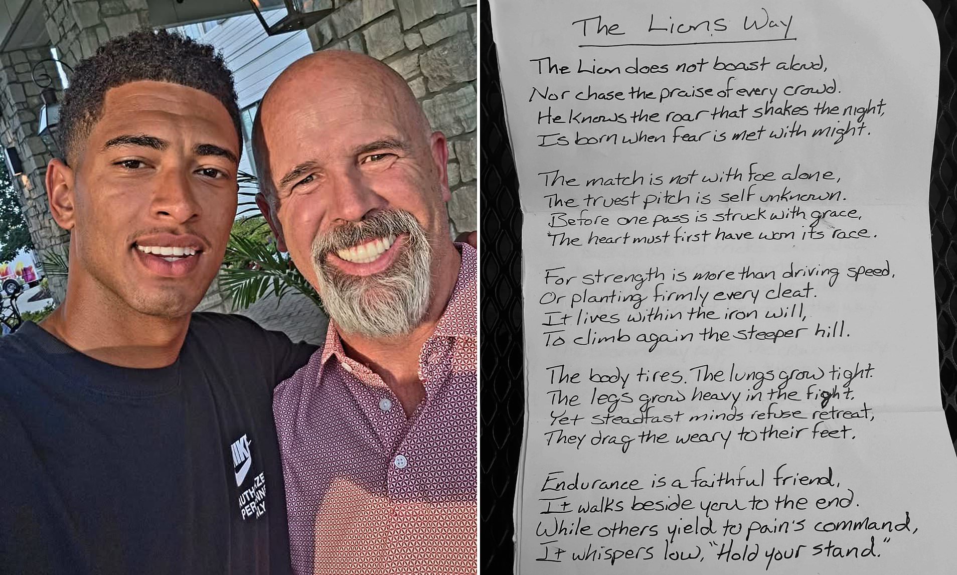 World Cup: US driver whose poignant Three Lions poem touched the heart of Jude Bellingham is revealed