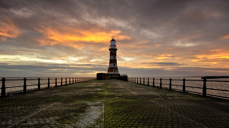 The Roker Beach Pier and Lighthouse in Sunderland, England