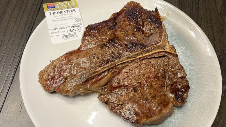 USDA Choice Angus beef T-bone steak on a plate