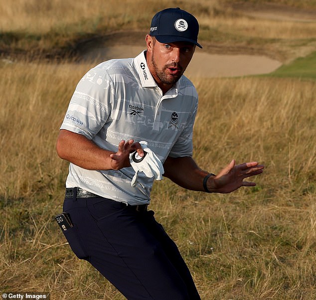 Bryson DeChambeau played up to the crowds on the 18th - then headed straight to officials