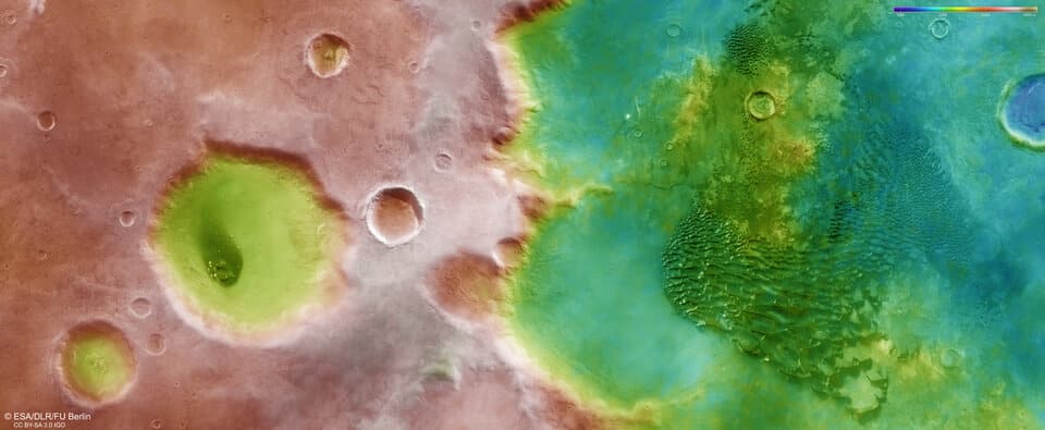 Kaiser Crater topographic map. Credit: ESA/DLR/FU Berlin